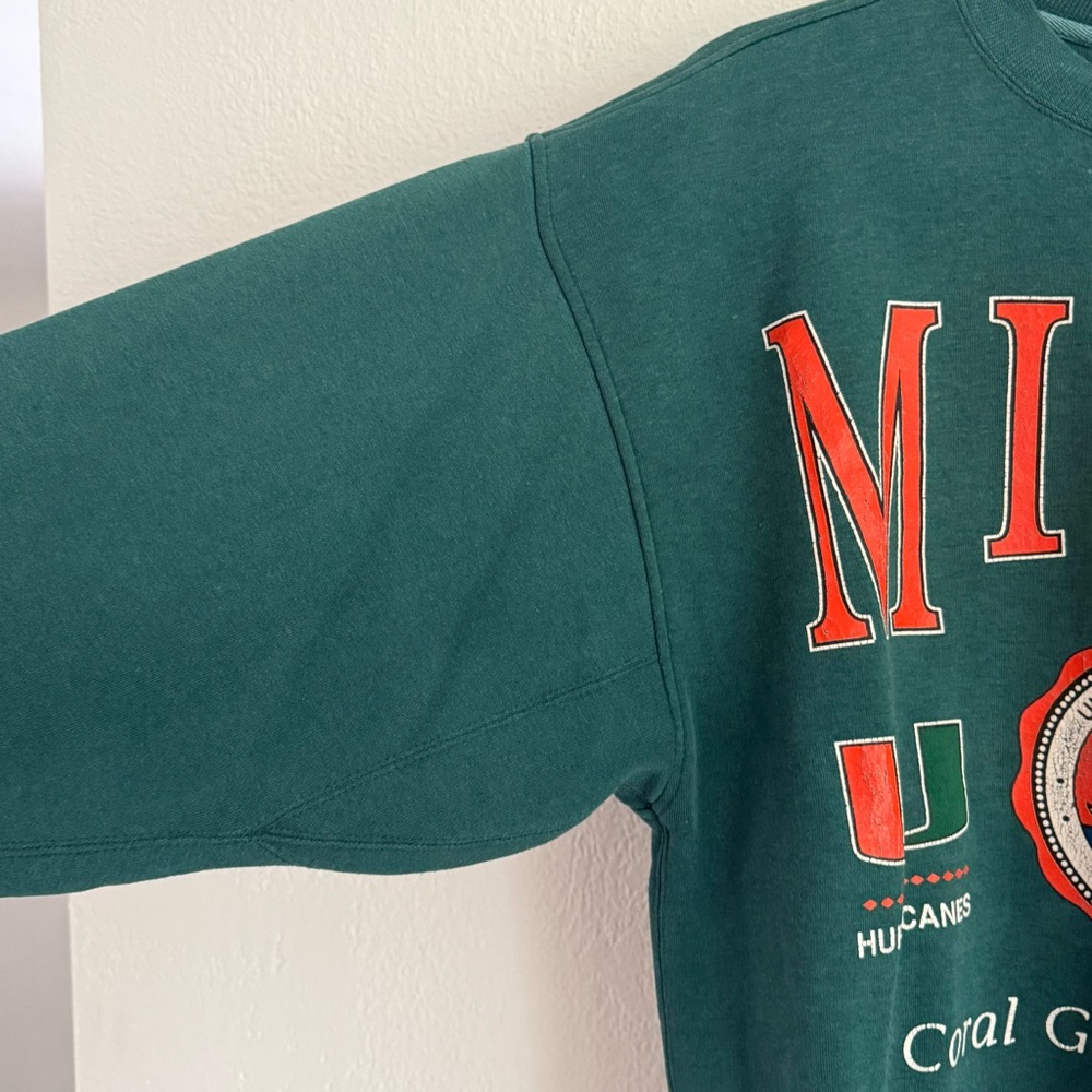 Vintage 90’s University Of Miami Hurricanes Crewneck Sweatshirt Size Medium - Picture 2 of 10